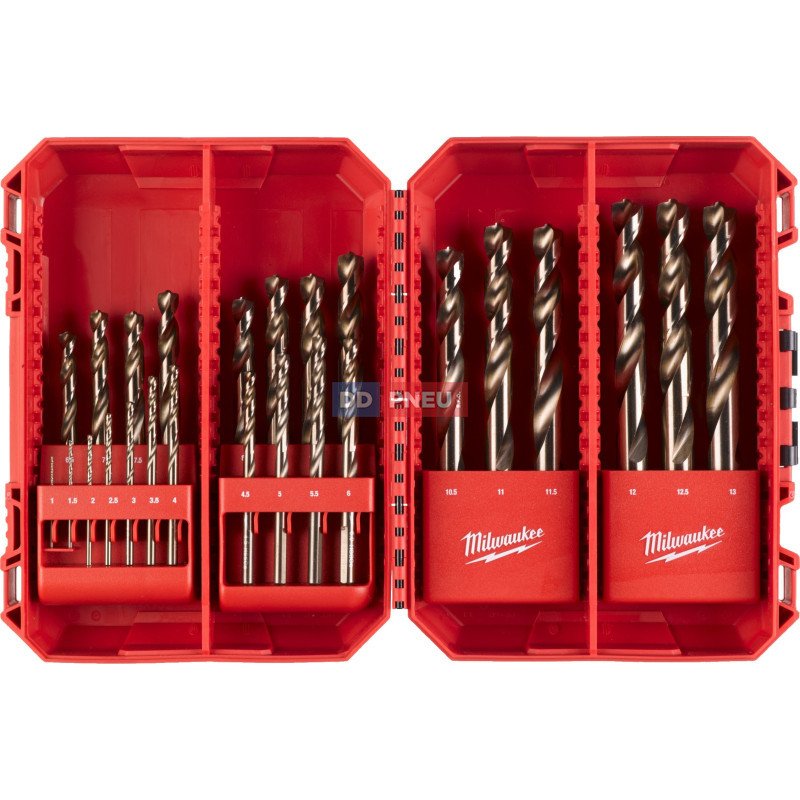 Sada vrtáků do kovu MILWAUKEE RED COBALT HSS-Ground DIN 338 – 25 ks
