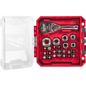 Sada 1/4“ Milwaukee s kompaktní ráčnou – 25ks