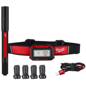 Sada aku světel Milwaukee čelovka a led svítilna IR HL450PL250 