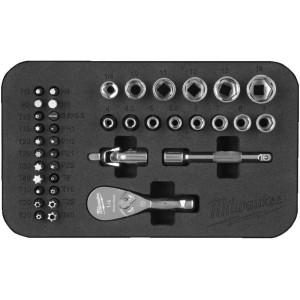 Sada s kompaktní 1/4" ráčnou a hlavic – 39 ks Sada s kompaktní 1/4" ráčnou a hlavic – 39 ks