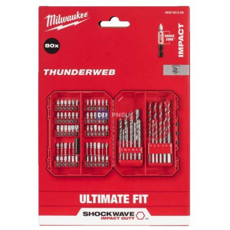 Sada vrtáků a bitů Milwaukee Shockwave Impact Duty – 80 ks