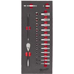 Pěnová vložka s 1/4" ráčnou a nástrčnými klíči MILWAUKEE – 28 ks