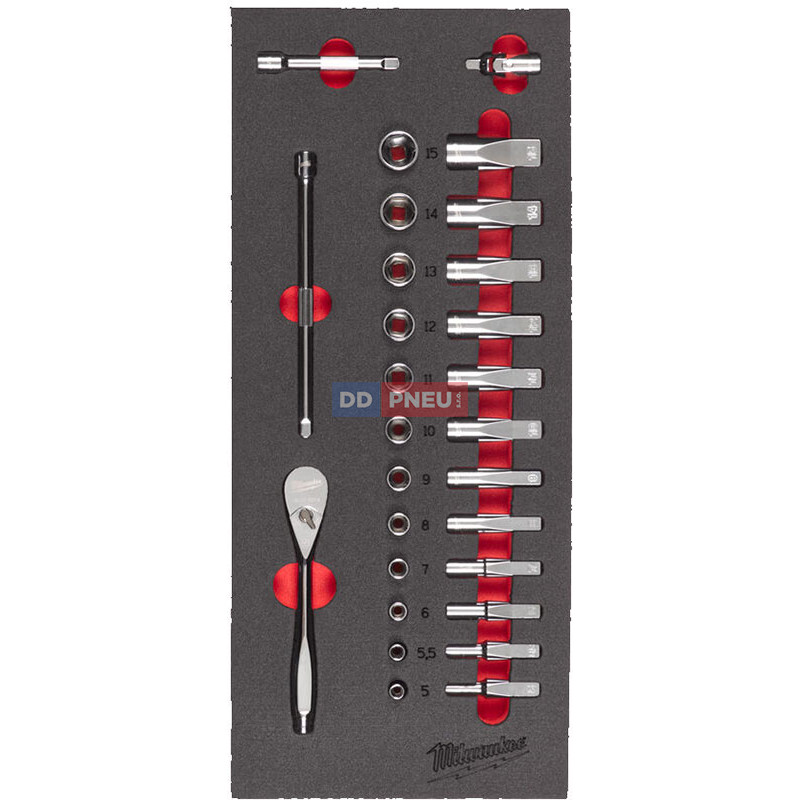 Pěnová vložka s 1/4" ráčnou a nástrčnými klíči – 28 ks