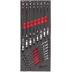 Pěnová vložka se sadou ráčnových klíčů s kloubovou hlavou MILWAUKEE – 15 ks