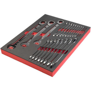 Pěnová vložka se sadou ráčnových kombinovaných klíčů MILWAUKEE – 22 ks