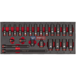 Pěnová vložka se sadou dlouhých průmyslových hlavic 3/8" MILWAUKEE – 23 ks