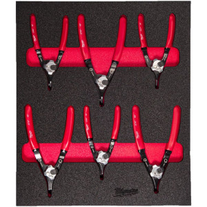 Pěnová vložka se sadou kleští na pojistné kroužky MILWAUKEE – 6ks