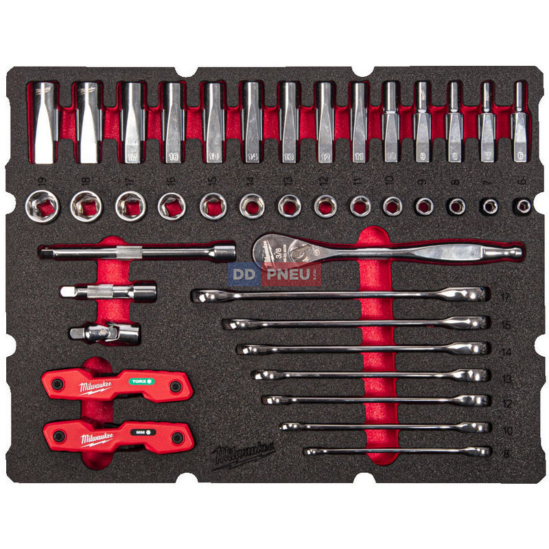 Pěnová vložka MILWAUKEE PACKOUT™ s ráčnou a sadou klíčů – 55 ks