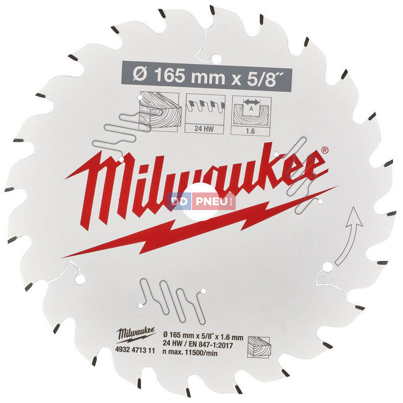 Pilový kotouč MILWAUKEE na dřevo 165x16 – 24 zubů