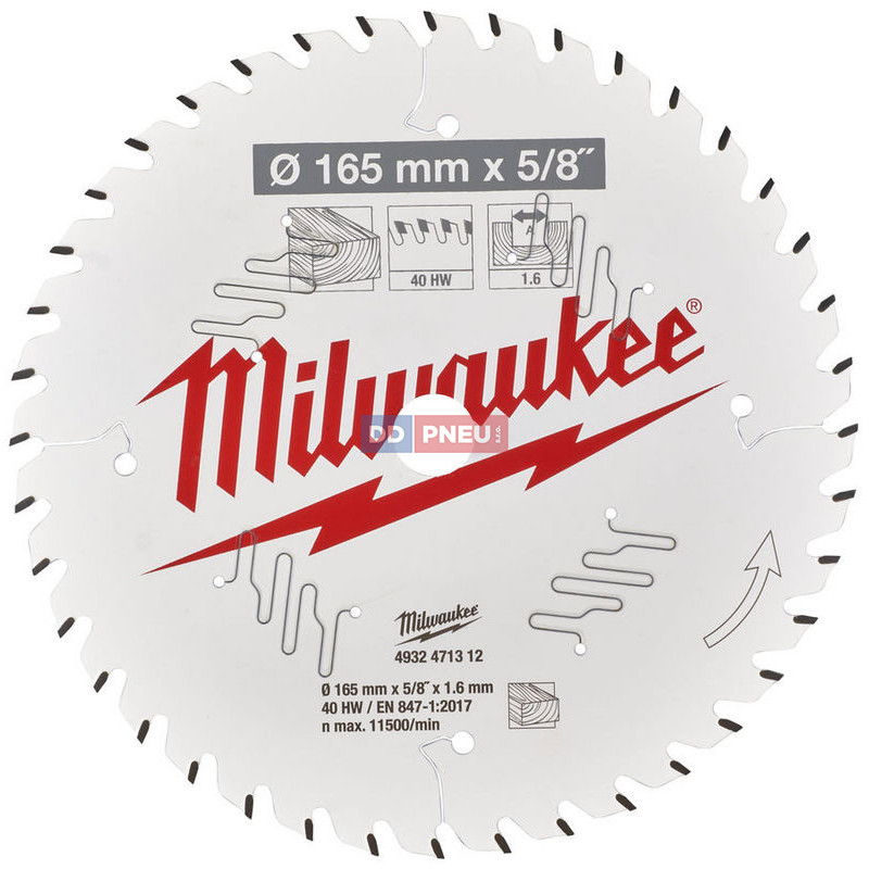 Pilový kotouč MILWAUKEE na dřevo 165x16 – 40 zubů