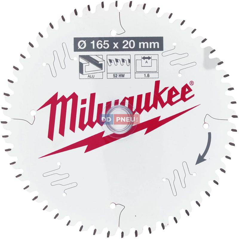 Pilový kotouč MILWAUKEE na dřevo 165x20 – 52 zubů
