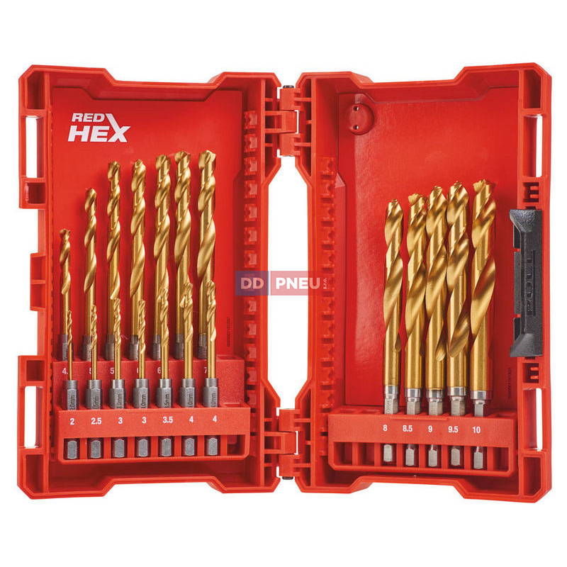 Sada vrtáků do kovu MILWAUKEE RED HEX HSS-G TiN – 19 ks