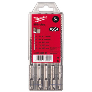 Sada čtyřbřitých vrtáků MILWAUEE SDS-Plus MX4 – 5 ks