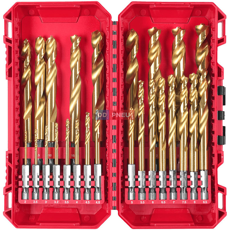 Sada vrtáků do kovu MILWAUKEE RED HEX HSS-G TiN – 25 ks