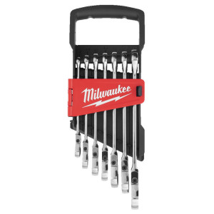 Sada ráčnových kombinovaných klíčů s kloubovou hlavou MILWAUKEE – 7 ks