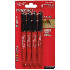 INKZALL černý značkovač MILWAUKEE – 4ks
