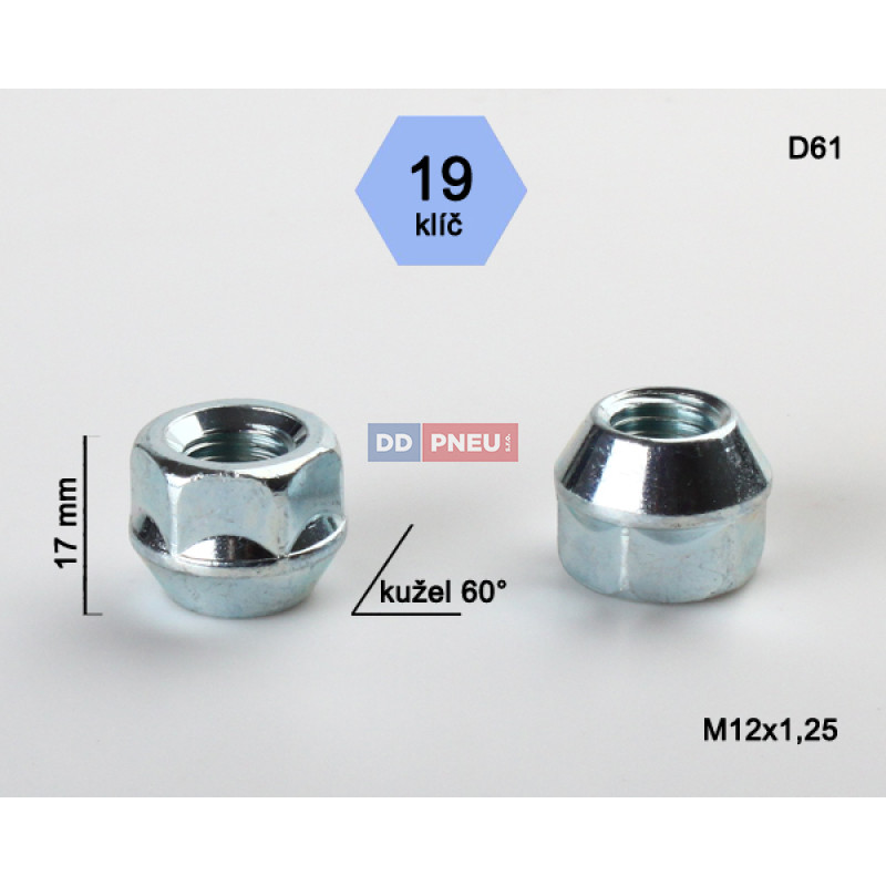 Matice M12x1,25x17 kužel otevřená – klíč 19