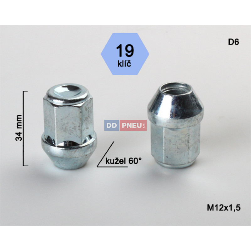 Matice M12x1,50x34 kužel zavřená – klíč 19