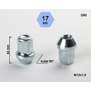 Matice M12x1,50x34 kužel zavřená – klíč 17
