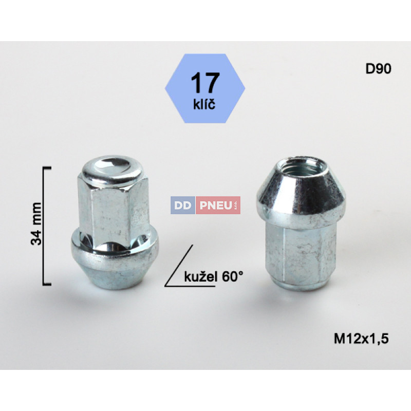 Matice M12x1,50x34 kužel zavřená – klíč 17