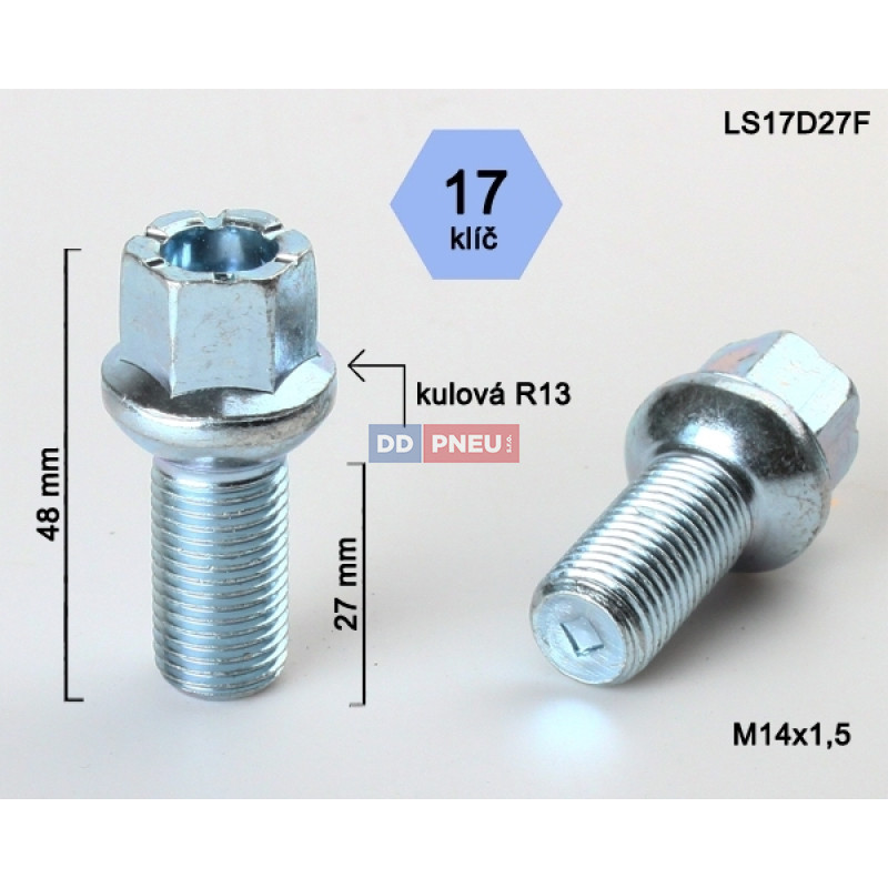 Šroub M14x1,5x27 koule – klíč 17