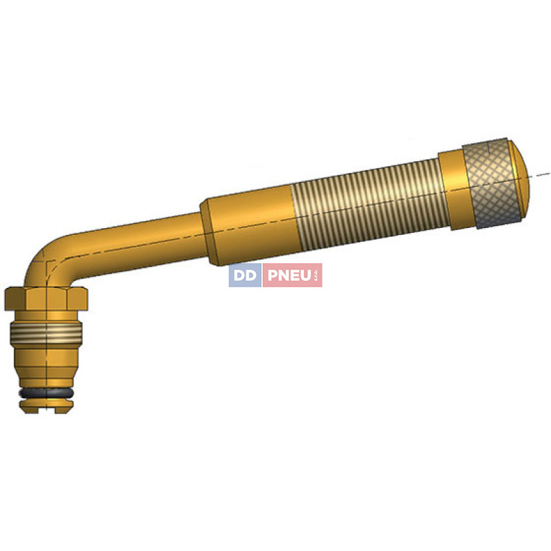 TRJ650 bezdušový ventil EM – 1x zahnutý, A 27mm, B 80mm, úhel 100°