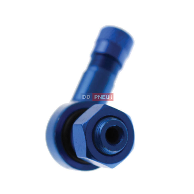 ALU modrý motocyklový zahnutý ventil – díra 8,3mm