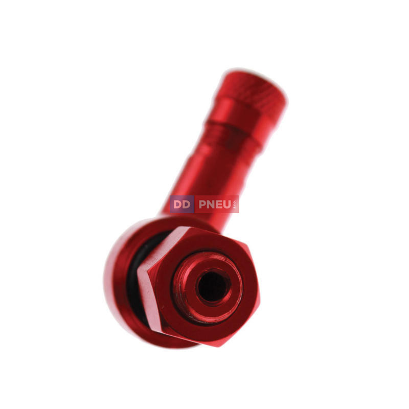 ALU červený motocyklový zahnutý ventil – díra 8,3mm