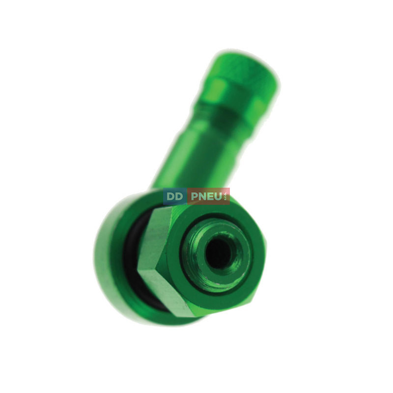ALU zelený motocyklový zahnutý ventil – díra 8,3mm