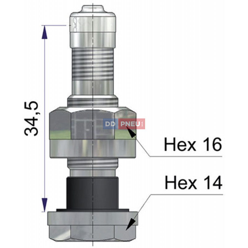 Bezdušový ventil Alcoa 40 MS-00N – pro nákladní ALU disky