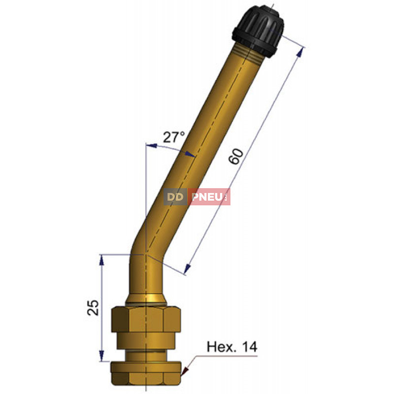 Bezdušový ventil V528 – díra 9,7mm, délka 85mm