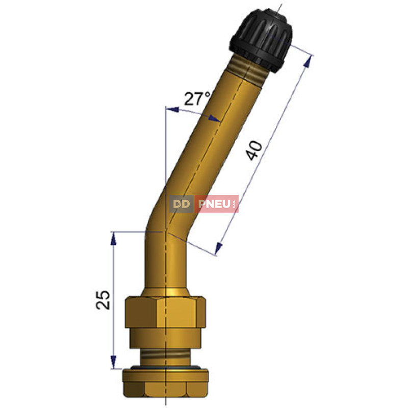 Bezdušový ventil V528 – díra 9,7mm, délka 65mm