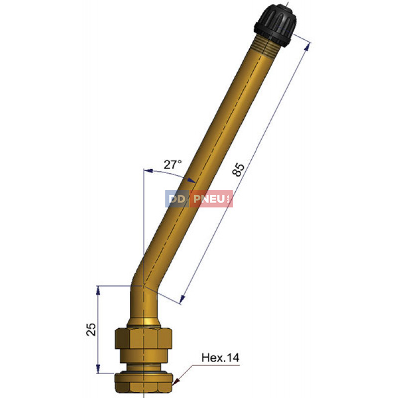 Bezdušový ventil V528 – díra 9,7mm, délka 110mm