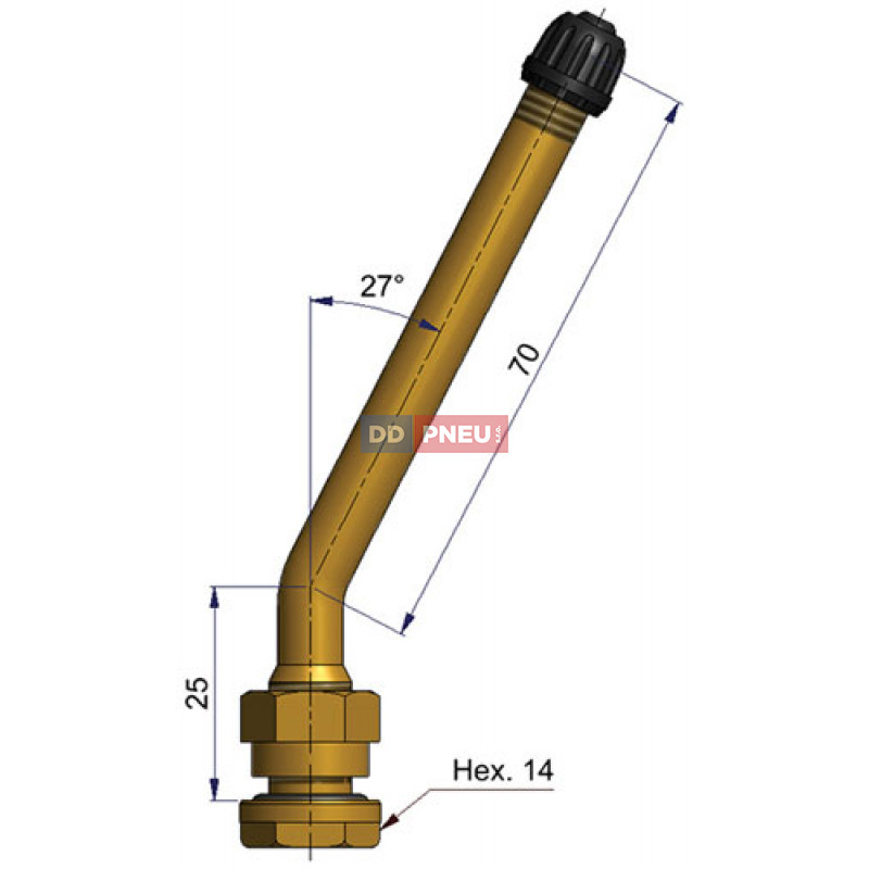 Bezdušový ventil V528 – díra 9,7mm, délka 95mm