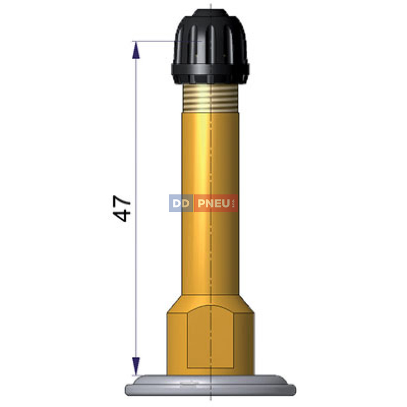 Dušový ventil typ Michelin – šroubovaný na patku, rovný, délka 50mm