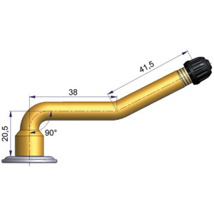 Dušový ventil typ Michelin – 2x zahnutý, A 20,5mm, B 38mm, C 41,5mm, úhel 90°
