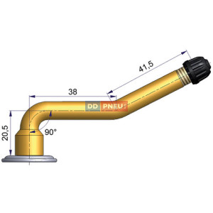 Dušový ventil typ Michelin – 2x zahnutý, A 20,5mm, B 38mm, C 41,5mm, úhel 90° Dušový ventil typ Michelin – 2x zahnutý, A 20,5mm, B 38mm, C 41,5mm, úhel 90°