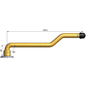 Dušový ventil typ Michelin – 3x zahnutý, A 20mm, B 136,5mm, úhel 90°