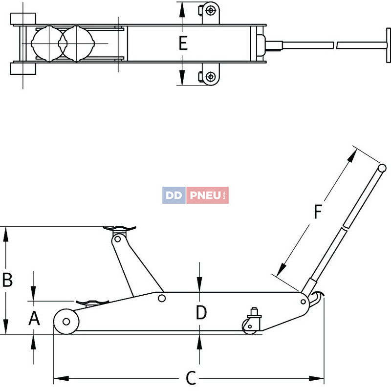 Pojízdný AGRO pneumaticko-hydraulický zvedák Compac A10T-HC do 10t