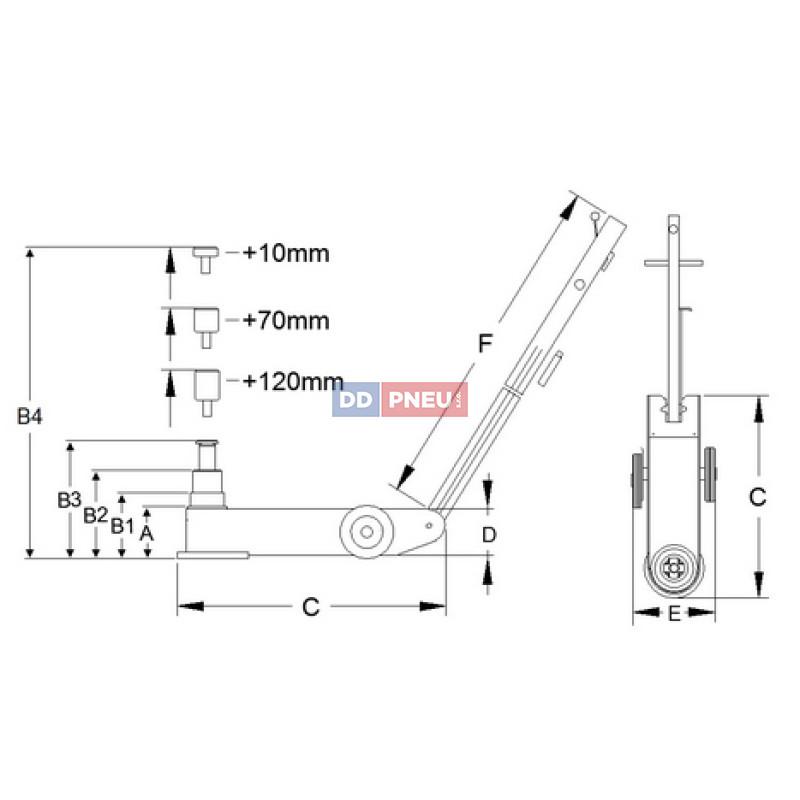 Pojízdný pneumaticko-hydraulický zvedák Compac A5830-C do 58t