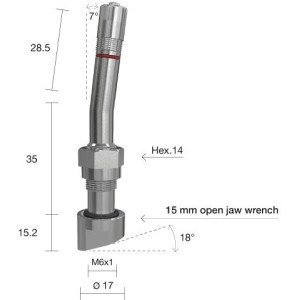 TPMS servisní kit  pro Alu disk - 77.4 (L) x 17 (Ø) x 18°