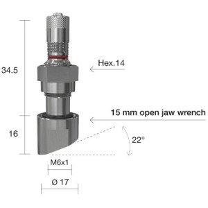 TPMS servisní kit  pro Alu disky - 50.5 (L) x 17 (Ø) x 22°