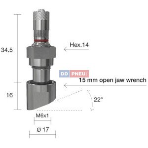 TPMS servisní kit  pro Alu disky - 50.5 (L) x 17 (Ø) x 22°