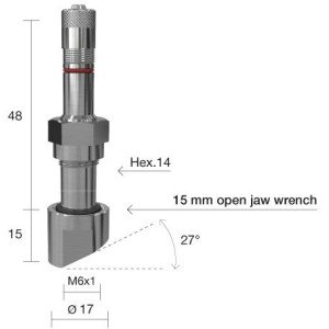 TPMS servisní kit  pro Alu disky - 63 (L) x 17 (Ø) x 27°