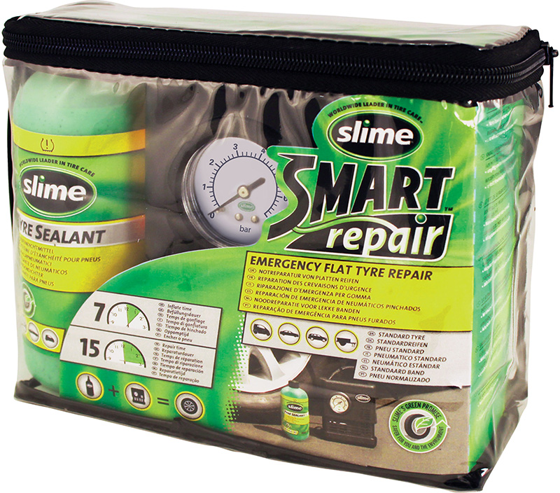 Opravná sada na opravu pneu s kompresorem, místo rezervy, Slime smart